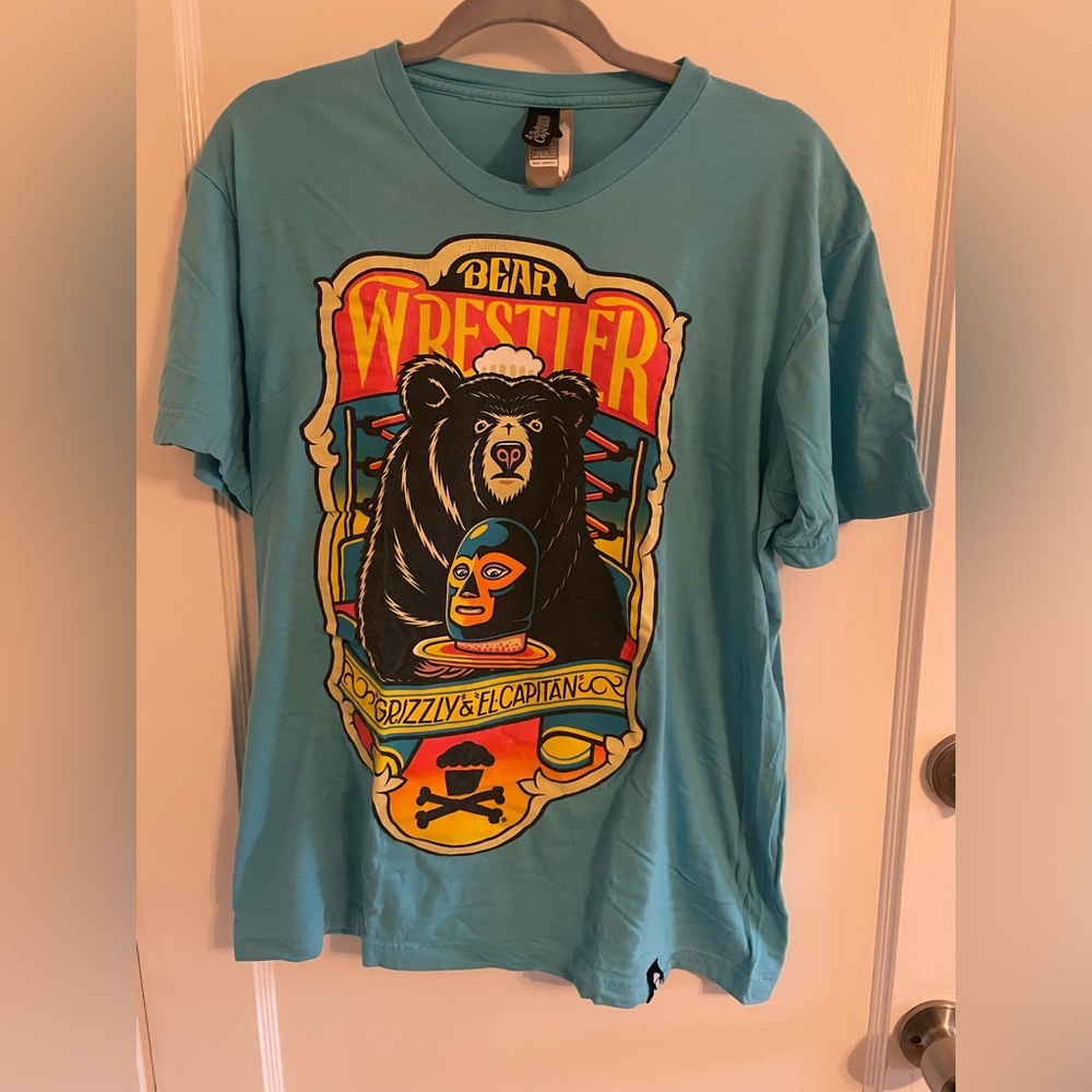 Johnny Cupcakes Bear Wrestler Halloween TSITCM Blue T-Shirt Size Men’s Large